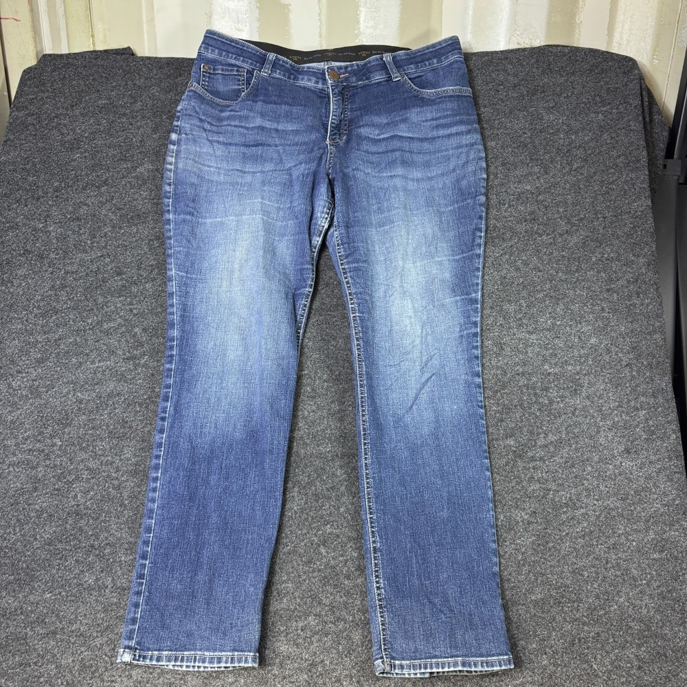 Riders By Lee Straight Leg Jeans Womens 18W Blue Denim Cotton Mid Rise Slim Fit